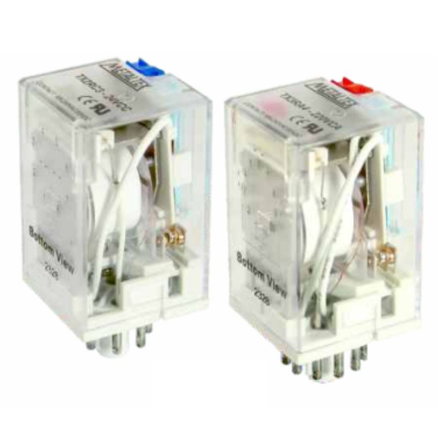 Relé Industrial Relé Industrial 10A 24VCC 2 Contatos Reversíveis 8 Pinos com Indicador Mecânico e Botão de Teste Bloqueável