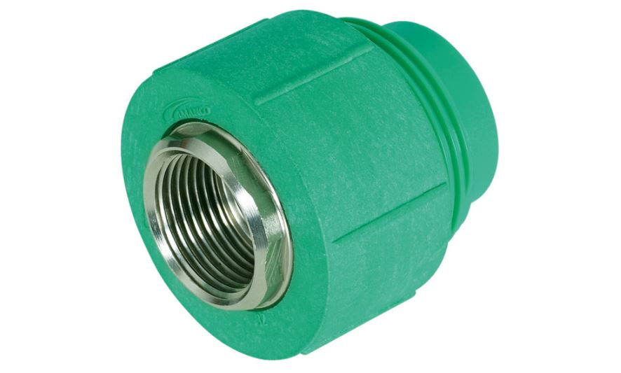 União União Mista 25 mmX3/4" PPR Verde Água Quente