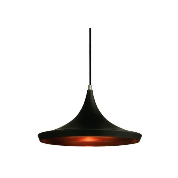 Pendente Redondo com Soquete E27 1x60W Alumínio Preto/Dourado TD 900 com Cabo 900 mm