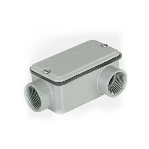 Condulete Alumínio Tipo LL 2" com Rosca BSP com Tampa Cega com Vedação Cinza com Parafuso INOX.