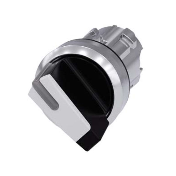 Comutador Metálico Comando Iluminado 22 mm Aro Cromado com 2 Posições 90G com Retenção Manopla Curta Branco