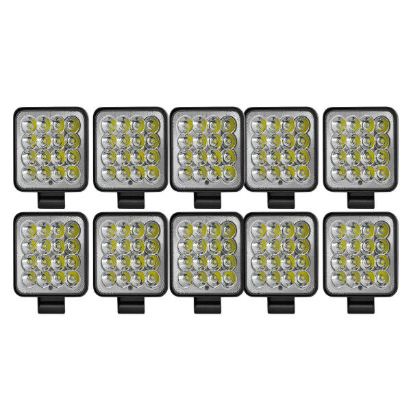 Projetor Farol de Milha Quadrado Jeep Troller 48W 12/24V 6000K