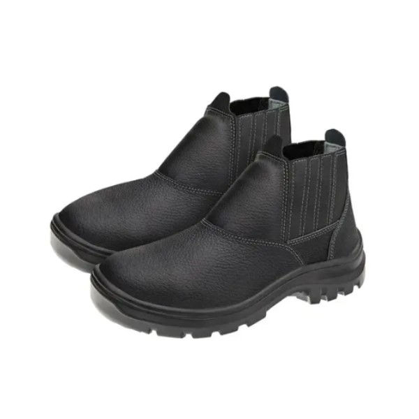 Botina Couro com Elástico com Biqueira Plástica Tamanho 35 Preta Vulcaflex Ca 43377 Bidensidade