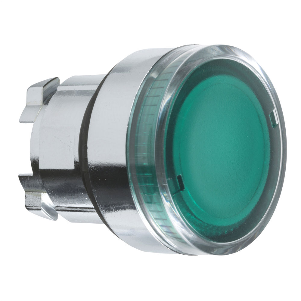 Cabeçote Cabeçote Metálico para Botão 22 mm Iluminado Verde
