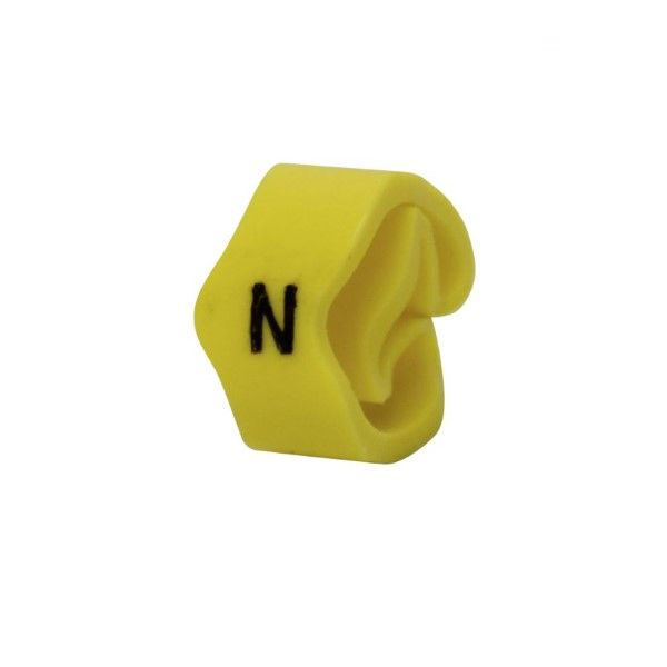 Marcador Identificador Anilha PVC Letra N para Cabos 25-70 mm² Amarelo MHG8/16