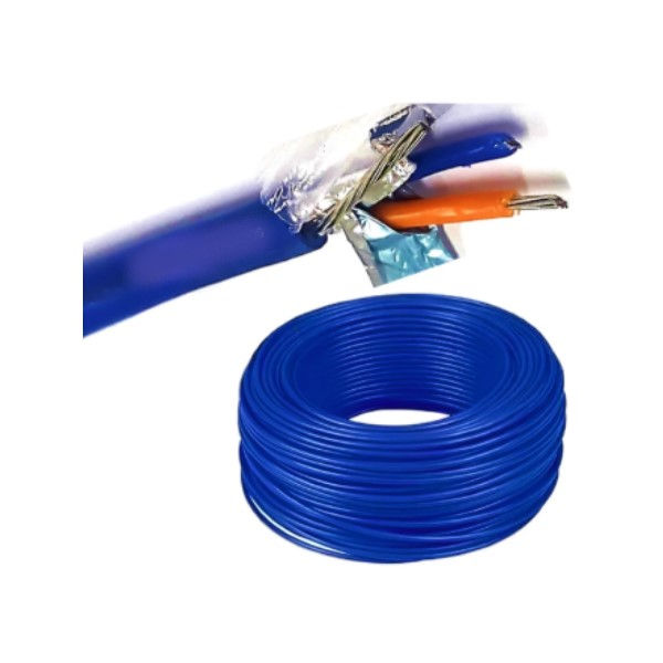 Cabo Cobre Isolado PVC 300V 1x2 18AWG PROFIBUS Dupla Blindagem Azul