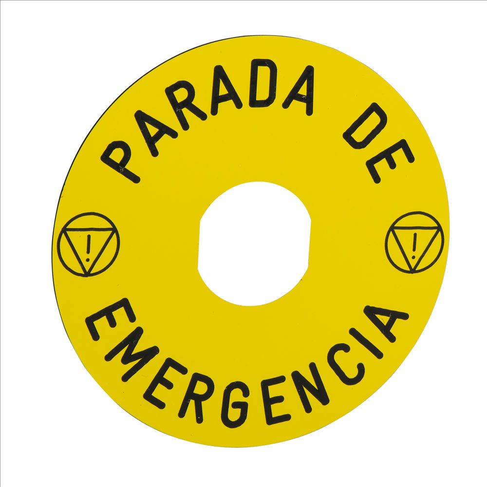 Identificador Redondo Parada de Emergência para Botão 90 mm Amarelo
