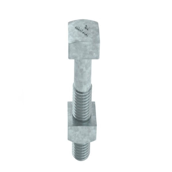 Parafuso Máquina Cabeça Quadrada Galvanizado a Fogo M22x400 mm com 2 Porcas