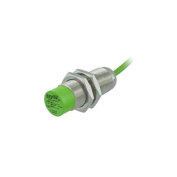 Sensor Indutivo Saliente Cilíndrico M18 PNP 10-30VCC 1NA+1NF Alcance 8 mm com Cabo 2 M 4 Fios IP67 com LED
