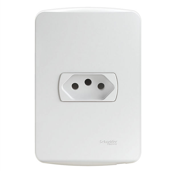 Tomada Embutir Simples Horizontal 4x2 NBR 20A/250VCA Branca Linha Miluz com Placa