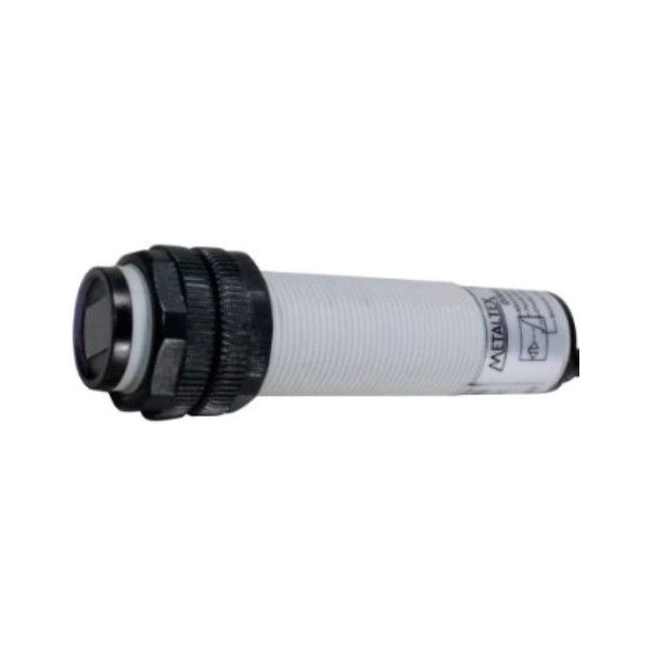 Sensor Fotoelétrico Difuso com Ajuste Cilíndrico M18 PNP 10-30VCC 1NA+1NF Alcance 200 mm com Conector M12 IP66
