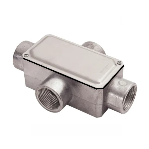 Condulete Alumínio Tipo X 1/2" com Rosca BSP com Tampa Cega com Vedação sem Pintura