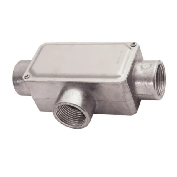 Condulete Alumínio Tipo T 1/2" com Rosca BSP com Tampa Cega sem Vedação sem Pintura