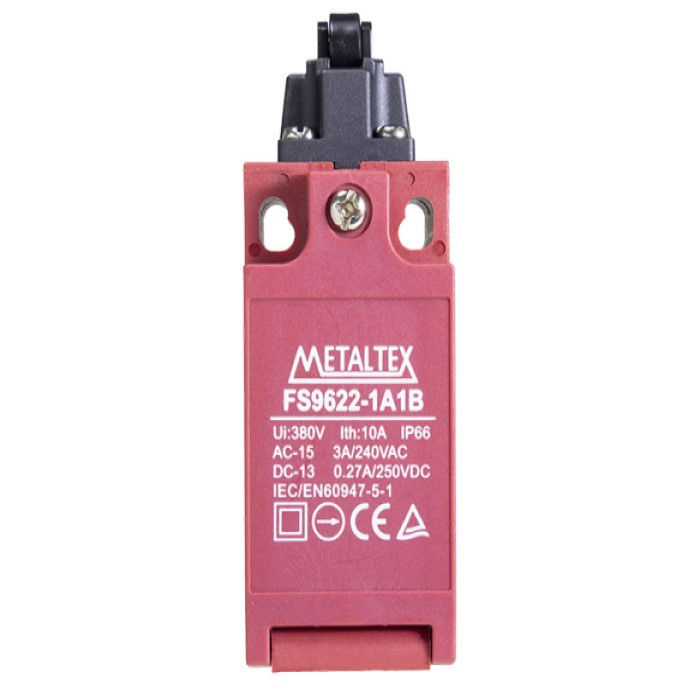 Fim de Curso Ação Rápida FS96 3A 220VCA Corpo PVC Caixa Estreita com Alavanca e Rolete 1NA+1NF