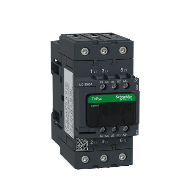 Contator Principal Tripolar 65A 1NA+1NF 24VCC 50/60 Hz LC1D65 Tesys-Green Conexão para Parafuso