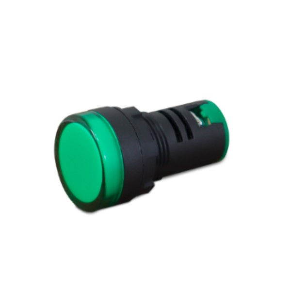 Sinaleiro Led PVC Faceado Lente Lisa 22 mm 110-220VCA/CC Verde