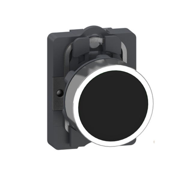 Botão Botão Pulsador PVC Faceado 22,00 mm Preto Aro Preto com Elemento 1NA sem Gravação Retorno por Mola