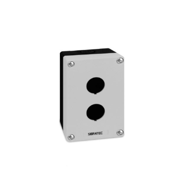 Caixa Botoeira Sobrepor Plástica 110x70x65 mm Branco/Preto para Botão 22 mm com 2 Furos IP65