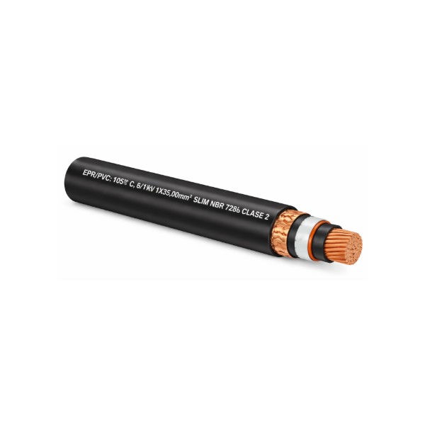 Cabo Alumínio Isolado EPR/PVC 105G 8,7/15 kV 1x 35,00 mm² SLIM Preto NBR 7286 Classe 2