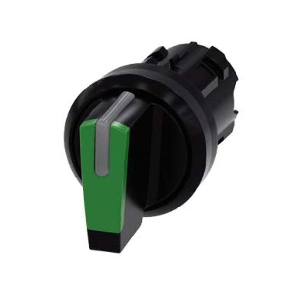 Cabeçote PVC para Comutador Comando 22 mm com Trava Manopla Curta com 3 Posições 45G Verde Opaco