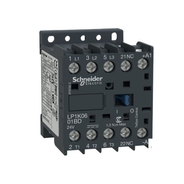 Contator Principal Tripolar 9A Mini 1NF 125VCC LP1K09 Tesys-k Conexão para Parafuso