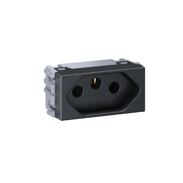 Módulo Tomada NBR 2P+T 20A/250VCA PVC Grafite Linha Esatta