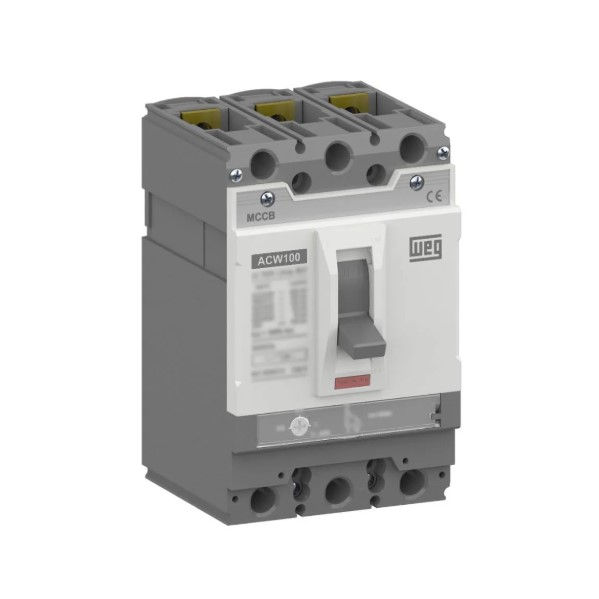 Disjuntor Termomagnético Térmico Ajust/Magnético Fixo Tripolar ACW100V 50A 100 KA/85 KA 220/380VCA Caixa Moldada