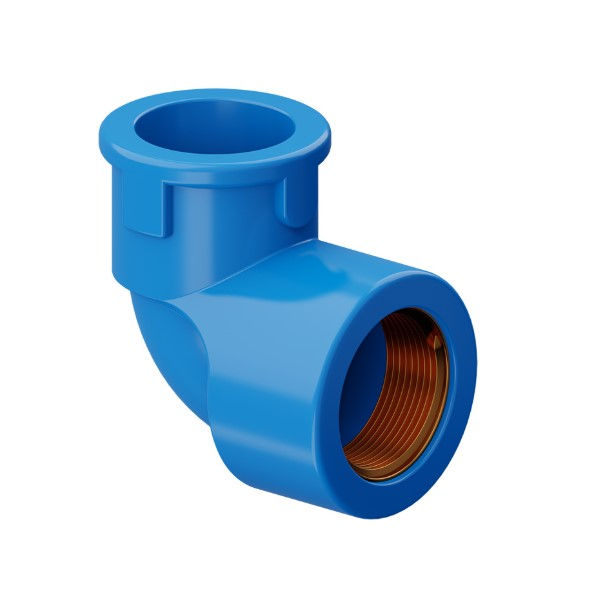 Joelho PVC 90G Soldável com Inserto Metálico 25 mmX1/2" Classe 15 Azul Água Fria