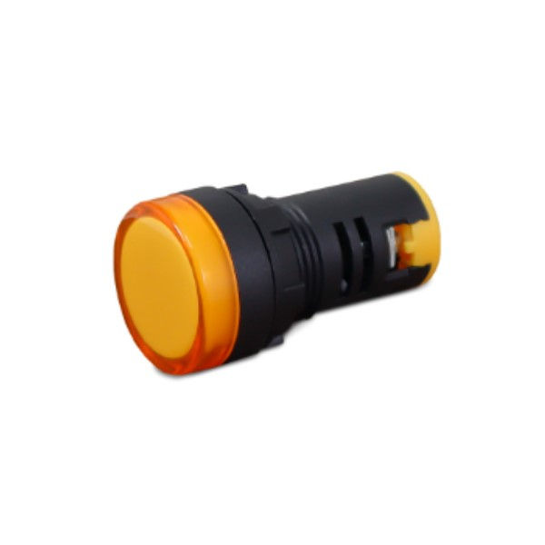 Sinaleiro Led PVC Faceado Lente Lisa 22 mm 110-220VCA/CC Amarelo