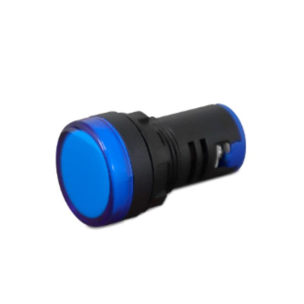Sinaleiro Led PVC Faceado Lente Lisa 22 mm 110-220VCA/CC Azul
