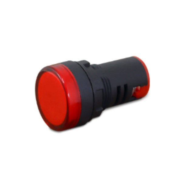 Sinaleiro Led PVC Faceado Lente Lisa 22 mm 110-220VCA/CC Vermelho