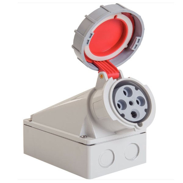 Tomada PVC 3P+T 6H Sobrepor Industrial 63A/380/440VCA com Tampa