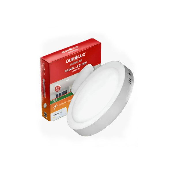 Painel Led Sobrepor 18W Alumínio Redondo 196x23 mm 1350 lm 2700K Bivolt 15.000H