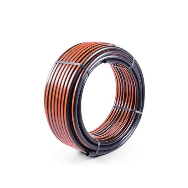 Mangueira Lisa Pebd 1" Parede 3,00 mm Preta com Faixa Laranja com 100 M NBR 15465