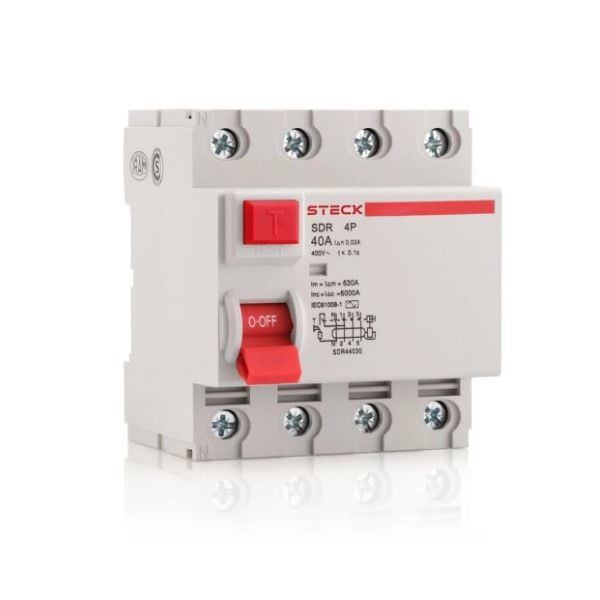 Interruptor dr Tetrapolar 10 KA 220/380VCA 40A 30 MA DIN Tipo a Diferencial Residual para Carregador Veicular