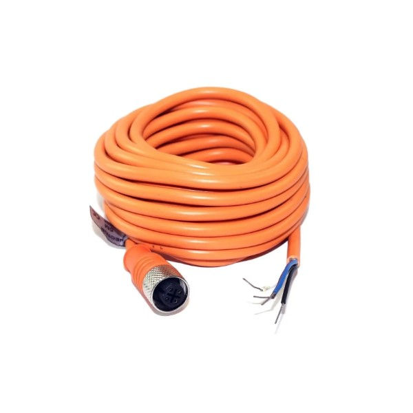 Cabo Para Sensor Fêmea M12 90G com LED 4 Pinos 5 M Laranja