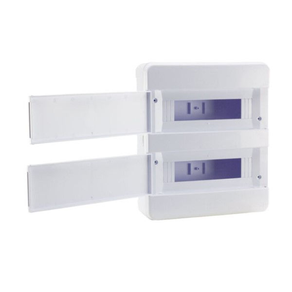 Quadro de Distribuição PVC Sobrepor 24 Disjuntores DIN sem Barramento sem Geral Branco Porta Opaca