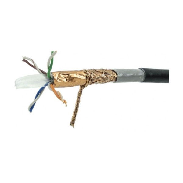 Cabo Cobre Lógico PVC Blindado Dupla Capa 4 Pares 23 AWG CAT6 Sftp CMX Preto com 305 M