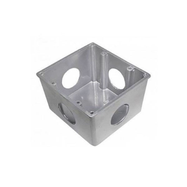 Caixa Piso Baixa Alumínio 4x4 Fixo Furo 1"