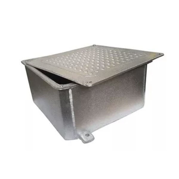 Caixa Passagem Sobrepor Alumínio 400x400x196 mm sem Chassi Removível com Tampa Reversa (Lisa/Antiderrapante)
