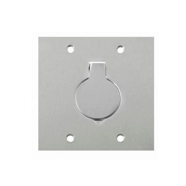 Placa Piso Unha INOX para 1 Tomada Redonda 4x4 Padrão