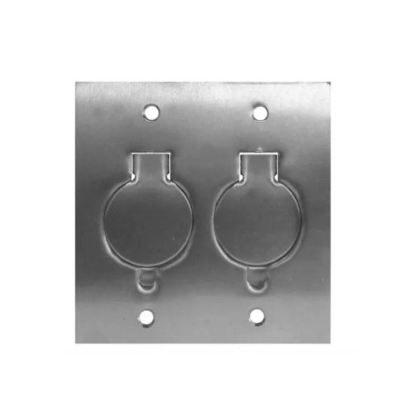 Placa Piso Unha INOX para 2 Tomadas Redondas 4x4 Padrão