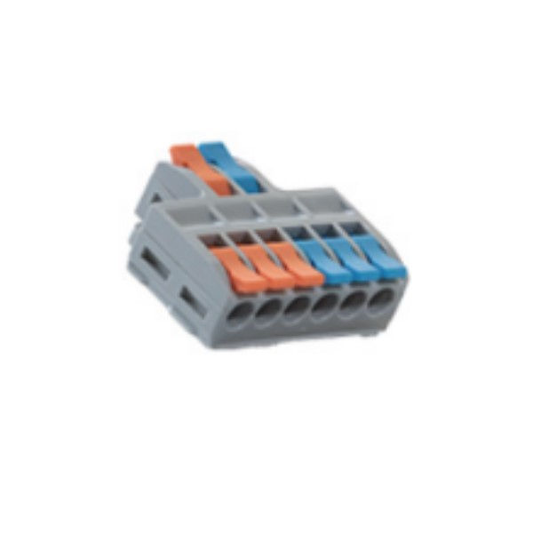 Conector Emenda Derivação PVC 32A para Cabos 0,5-4,0 mm² 250V com 2 Entradas e 6 Saídas