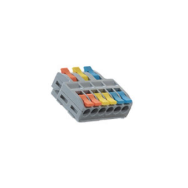 Conector Emenda Derivação PVC 32A para Cabos 0,5-4,0 mm² 250V com 3 Entradas e 6 Saídas