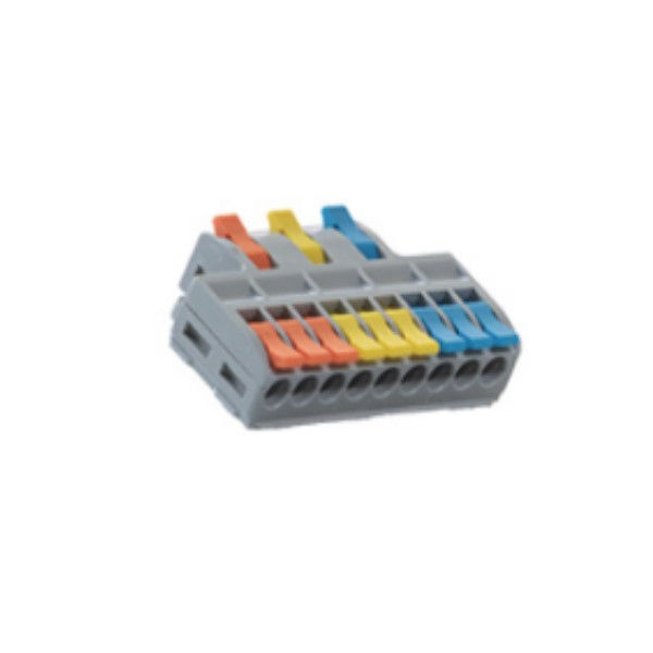 Conector Emenda Derivação PVC 32A para Cabos 0,5-4,0 mm² 250V com 3 Entradas e 9 Saídas