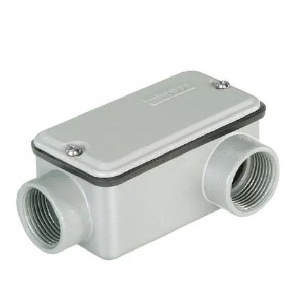 Condulete Alumínio Tipo LB 3/4" com Rosca NPT com Tampa Cega com Vedação Cinza
