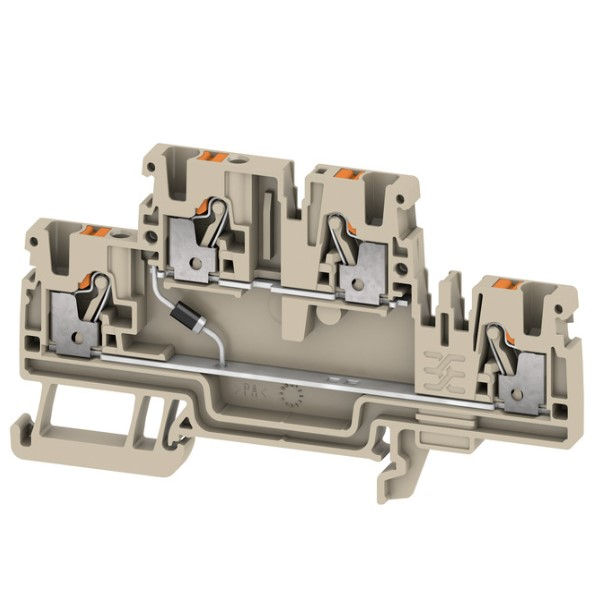 Conector Passagem Poliamida A2T 2.5 EM1 D/1 500V 4,00 mm² com Conexão Plush-in Bege Escuro