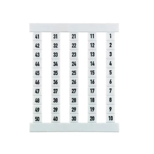 Marcador Identificador Horizontal PVC Números 1-50 Branco Dekafix