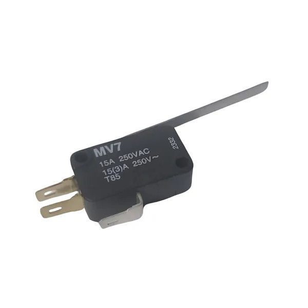 Fim de Curso Miniatura MV7 15A 250VCA Corpo PVC sem Caixa de Proteção Haste Rigida Longa (59,4 mm) 1 Contato Reversível (NAF) IP40