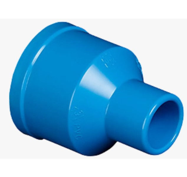 Luva PVC Redução Soldável 75x50 mm Classe 15 Azul Água Fria